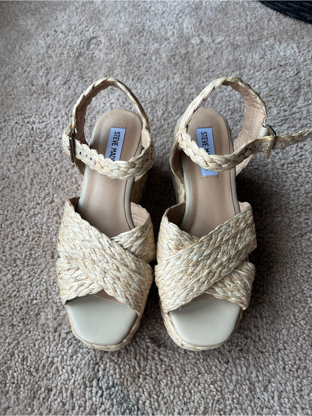 Steve Madden Natural Braided Platform Sandals